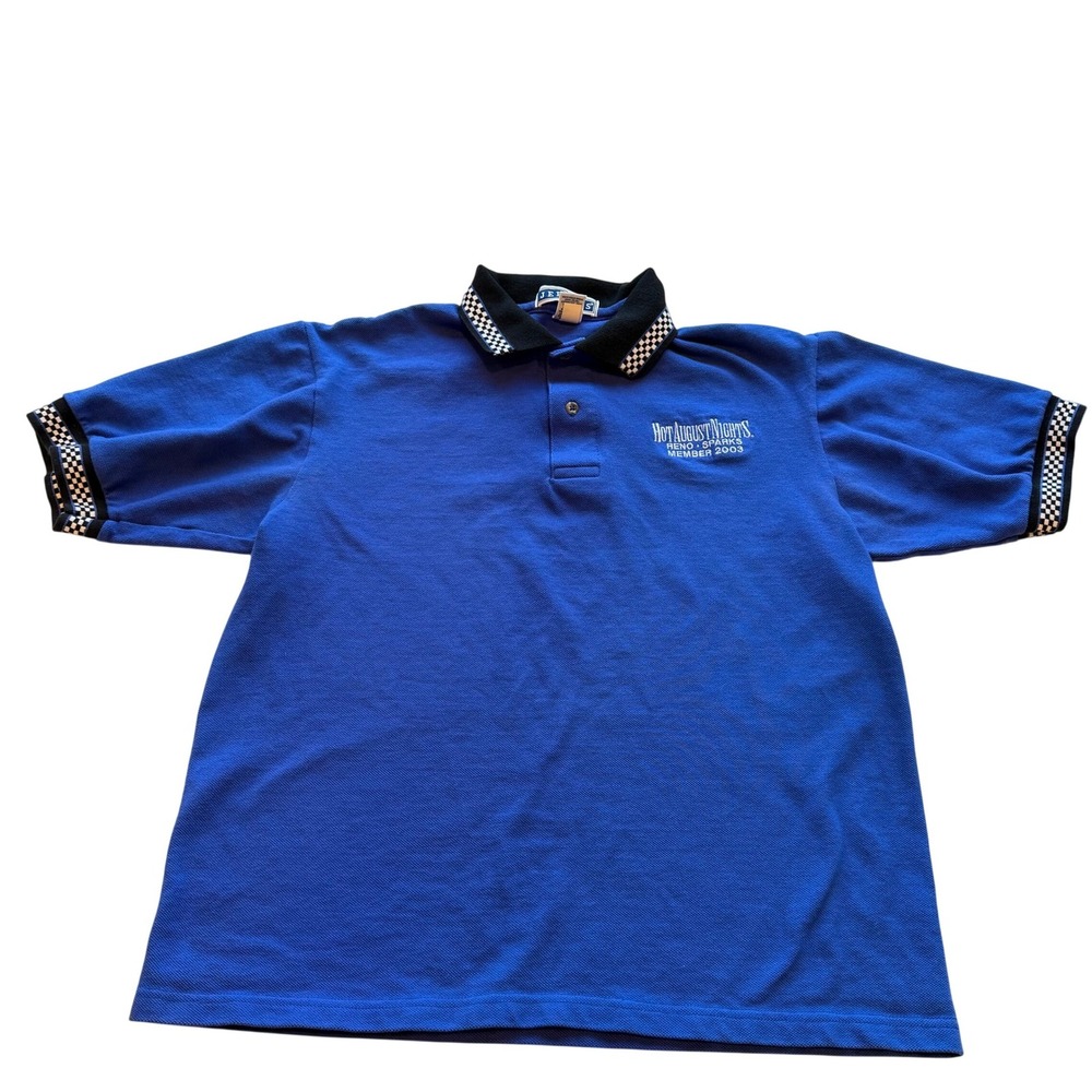 Vintage Jerzees Hot August Nights Member 2003 Polo Shirt M‎ Checkered Trim